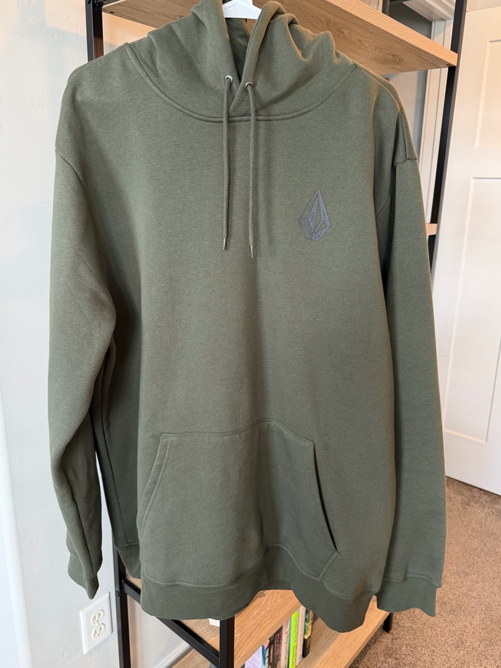 Volcom Olive Green Pullover Hoodie with Subtle Logo
